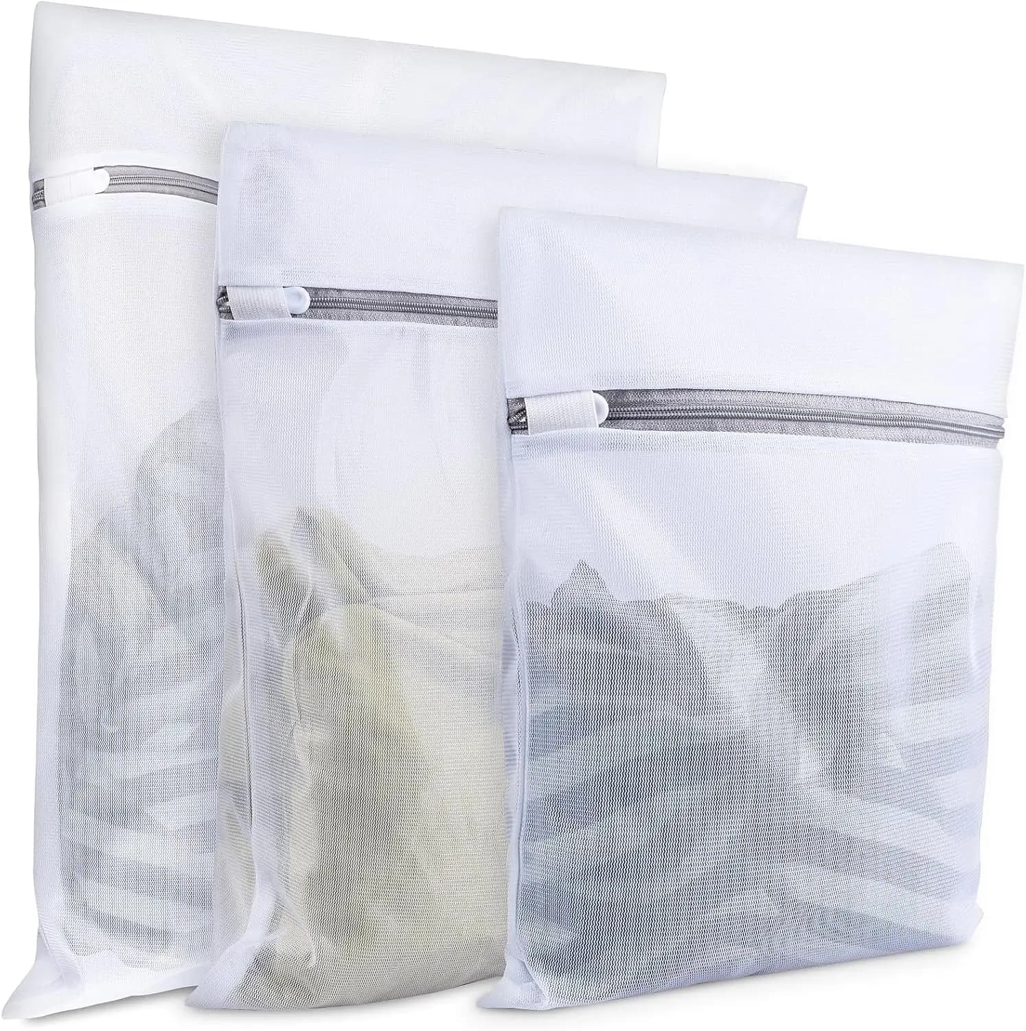 Set di 3 Sacchetti a Rete per Bucato Delicato, 3 Misure (Grande, Media, Piccola), Sacchetti Resistenti per Biancheria e Indumenti