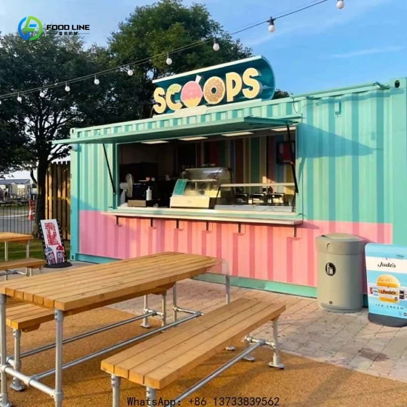 Customized Prefabricated mobile fast food container restaurant fully equipped bar container kitchen coffee shop