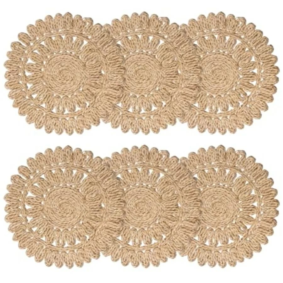 13.8 Powdered Mais Leaves Round Subplates, Boho Style, Rattan Woven, Natural, Rustic, Handmade, Spring and Rustic Style