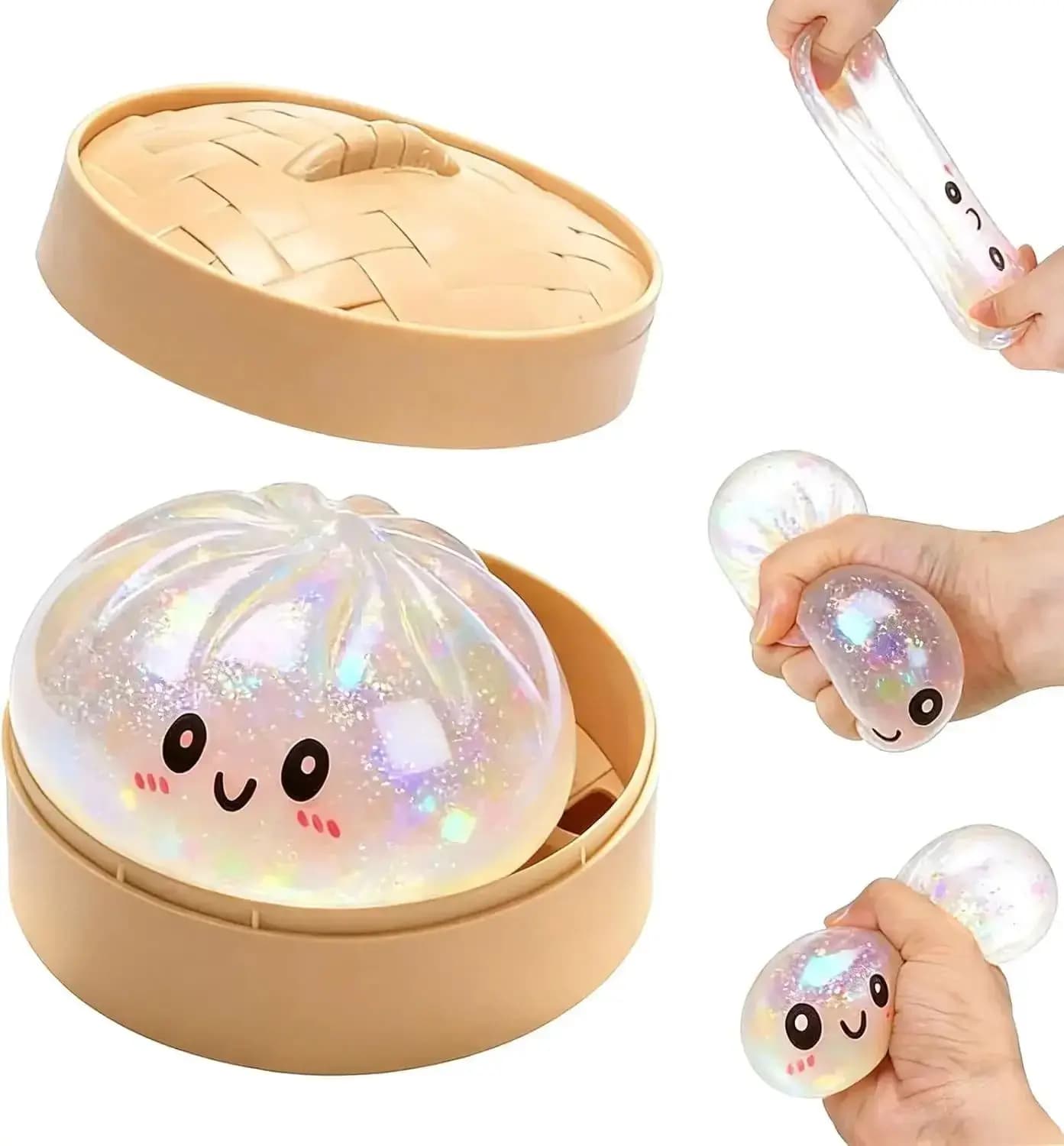 Sparkling Giant Dumplings Realistic Squeezing Toy Steamer Bun Soft Dough Desktop Decoration Fidget Stress Relieving Small Tool