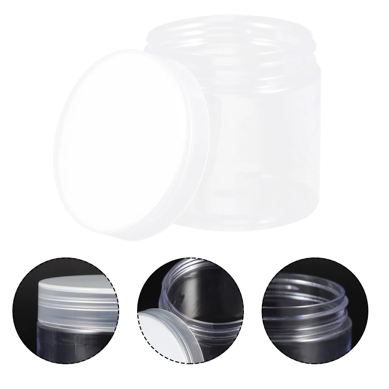 20 Pezzi Bottiglie in Plastica per Conservazione Alimenti, Design Rotondo Sigillato, Bottiglia a Bocca Larga per Fagioli, Spezie, Noci, Cereali, Frutta Secca