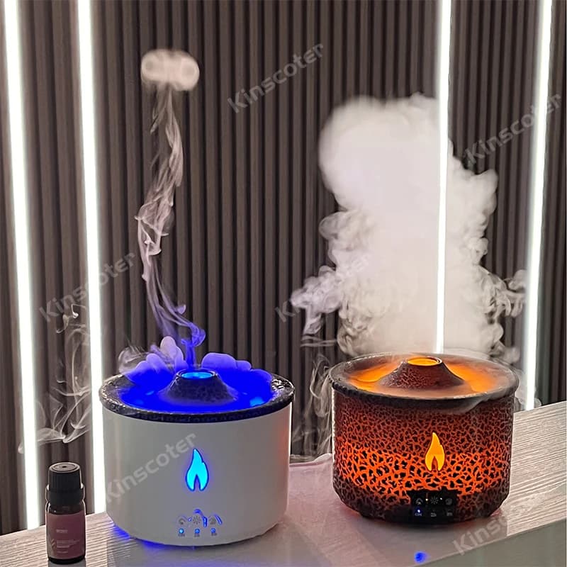 KINSCOTER Volcano Flame Diffuser Flame Medusa Smoke Ring 360ml Aromatherapy Essential Oil Diffuser Cold Gift