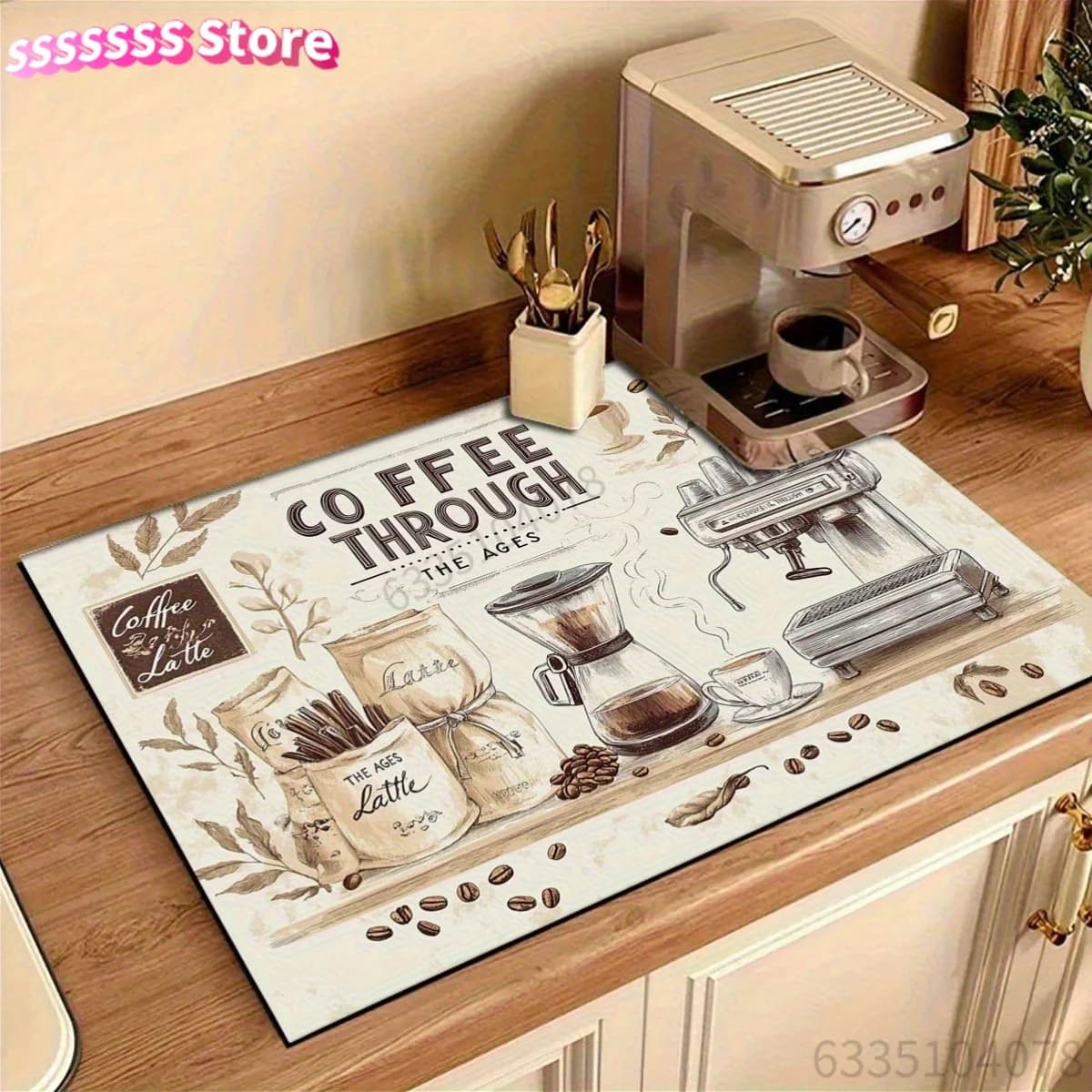 Tappetino per Macchina da Caffè Adatto per Macchine Espresso e Caffettiere Italiane, Antiscivolo per Piano di Lavoro con Alta Assorbenza, Lavabile in Lavastoviglie