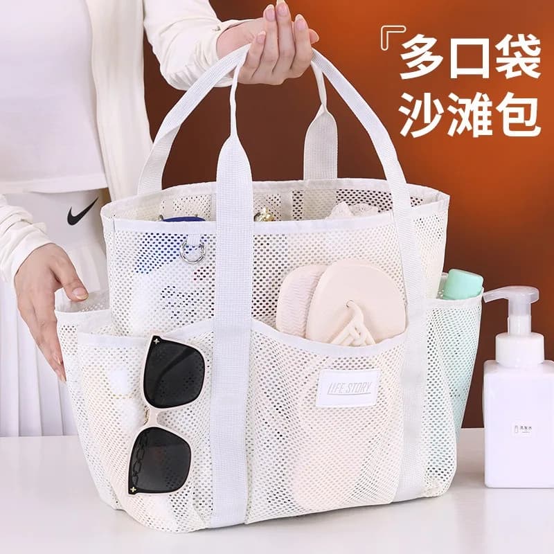 Cross-border new products Multi-pocket mesh beach bag Large capacity fitness sports storage bag Swimsuit bag Portable swimming bag