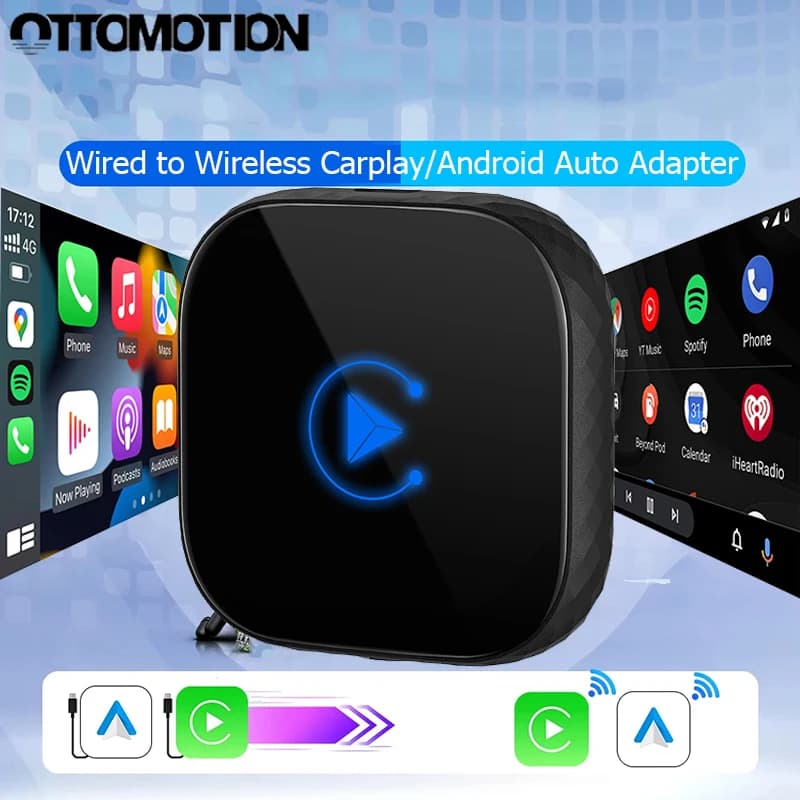 New Wireless Carplay Adapter 2 in 1 USB Dongle Android Auto Quick Plug and Play Connection for Car with Wired Carplay