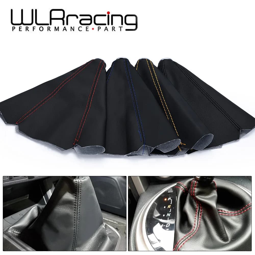 16mm Universal PU Leather Car Gear Shift Collars Carbon Fiber Auto Car Manual Stick Shifter Knob Gear Shift Boot Cover Gaiter