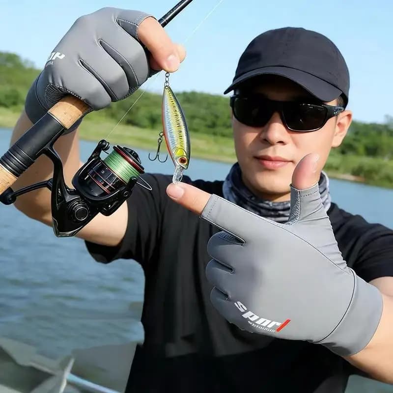 1 paio di guanti da pesca sottili con protezione UV per touch screen, guanti protettivi traspiranti in seta ghiacciata per sport all'aria aperta e motociclismo
