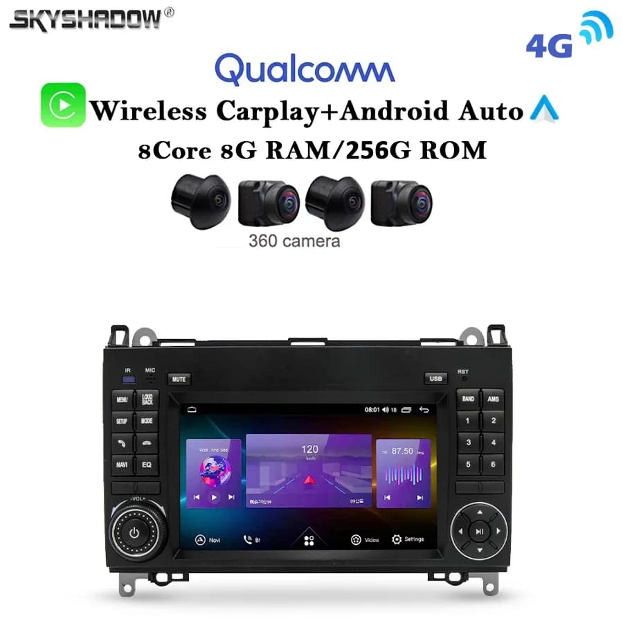 12G + 256G Carplay Auto Android 13.0 IPS Lettore DVD per auto GPS mappa WIFI Bluetooth Radio per Benz B200 W169 W245 Viano Vito Sprinter