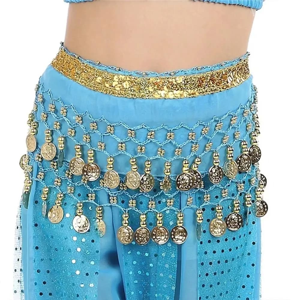 New Metal Coins Waist Chain Fashion Child Belly Dance Hip Scarf Indian Dance Belt Performance Costumes Dacning Waist Belt Chain