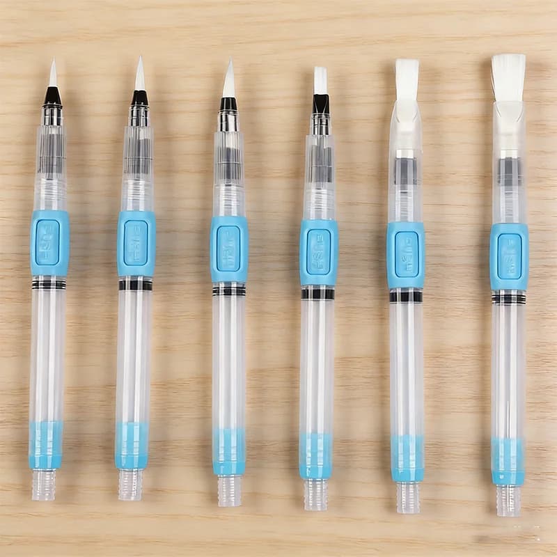 6-Piece Water Brush Pen Set - Refillable Watercolor Painting Brushes for Art Supplies & Calligraphy
