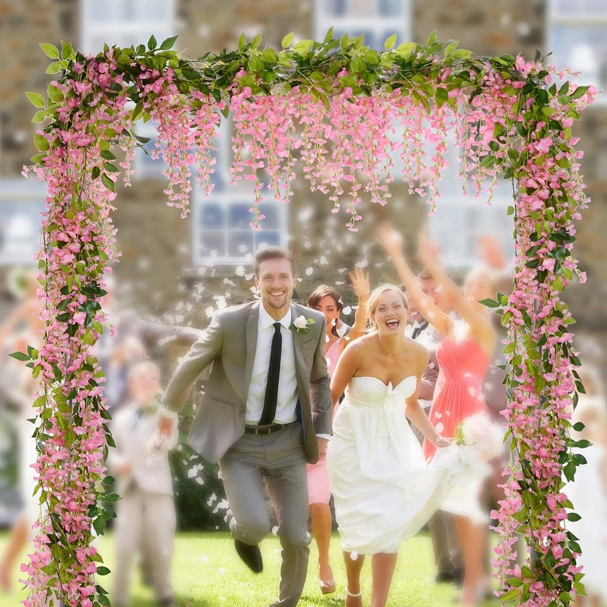 Ghirlanda di Fiori Artificiali di Edera e Glicine per Decorazione Casa, Giardino, Matrimoni, Archi, Celebrazioni all'Aperto e Regali Fai-da-Te