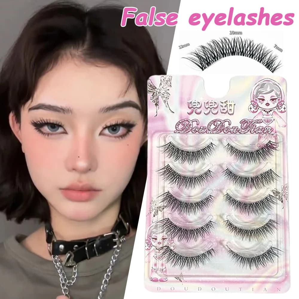 1 Box of Natural Faux Eyelashes on Cross, Lungs and Voluminous, Smoky Effect, 5 Paia, Daily Makeup Tool, Transparent Stelus, Soft Peli