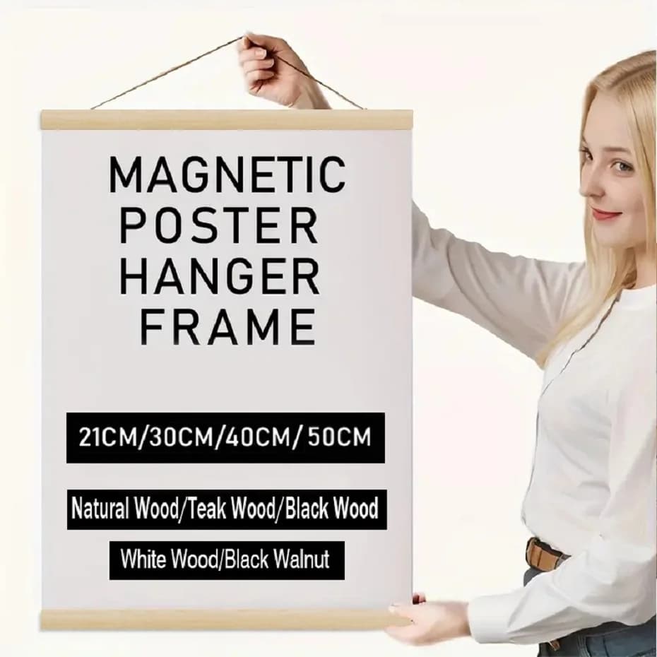 1PC magnetico teak legno di pino immagine poster ganci cornici foto arte della parete stampa su tela pittura in legno soggiorno decorazioni per la casa