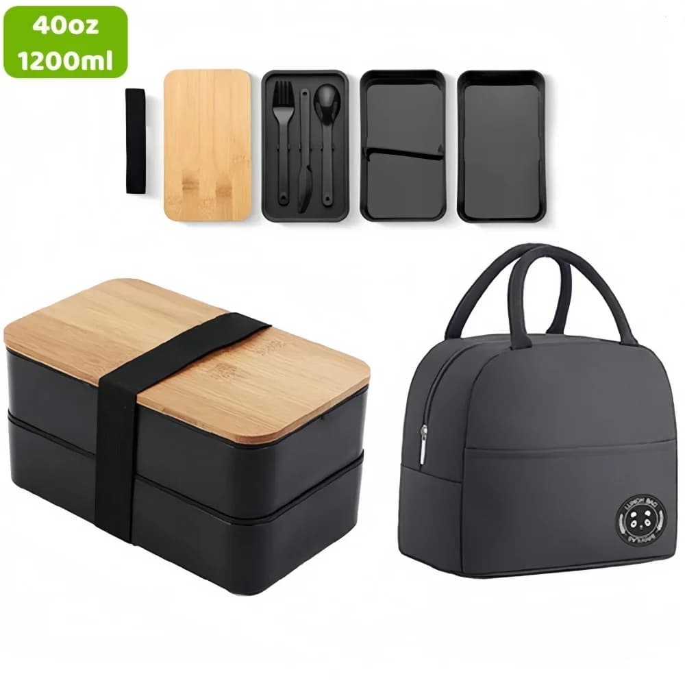 Contenitore Bento Impilabile con Utensili 1200ML, Porta Pranzo Multicomparto Tutto-in-Uno, Contenitori per Alimenti Resistenti alle Perdite JT440