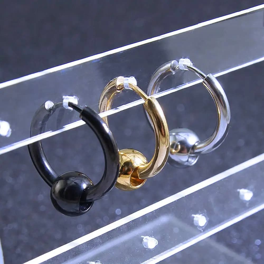 2pcs chirurgico in acciaio inossidabile cerchio perline Huggie cerniera anello orecchini orecchio cartilagine orecchino per gli uomini le donne dimensioni 8-20mm