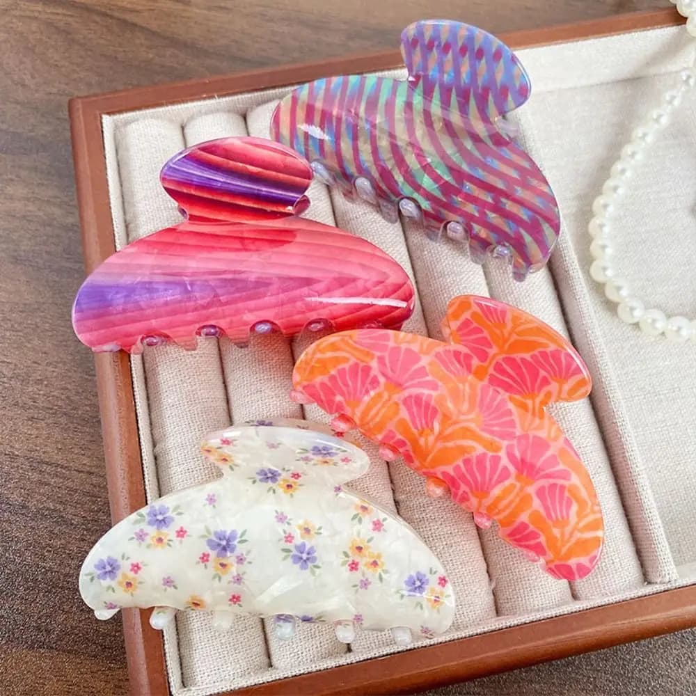 Elegante Fermaglio per Capelli a Forma di Fiore Colorato in Acrilico, Clip a Squalo per Capelli, Accessorio per Capelli Quotidiano
