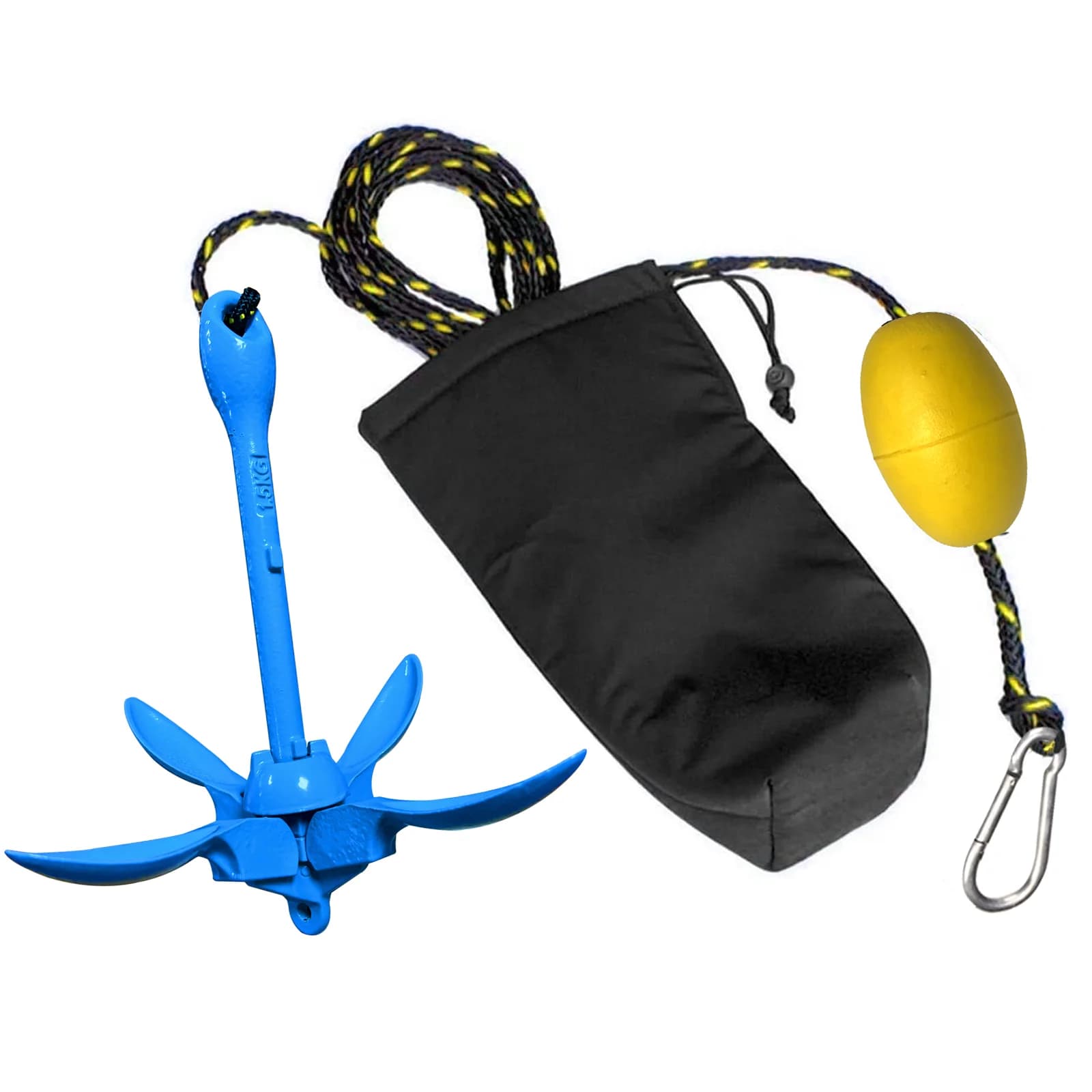 Marine Blue Galvanized Anchor 1.5kg Lightweight Folding Kayak Canoe Small Watercraft for Boat Hardware Accessories