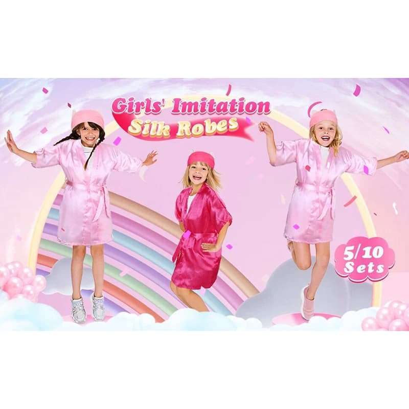 1Set Kids Silk Satin Dress Spa Party Dresses for Girl Kimono Bathrobe Spa DIY Birthday Squad Robes Pigiama Robe Bomboniere