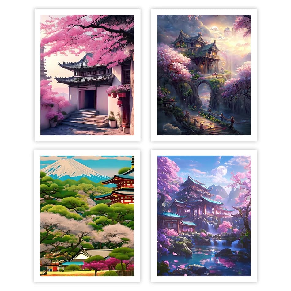 GATYZTORY Painting By Numbers Acrylic Landscape Retro architecture On Canvas Paint Kit Digital oil paintings Set Decoration Home