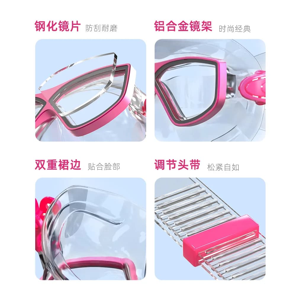 Diving Goggles, Free-diving Swimming Integrated Nose Protection, Professional Waterproof and Anti-fog, Scuba Snorkeling Mask