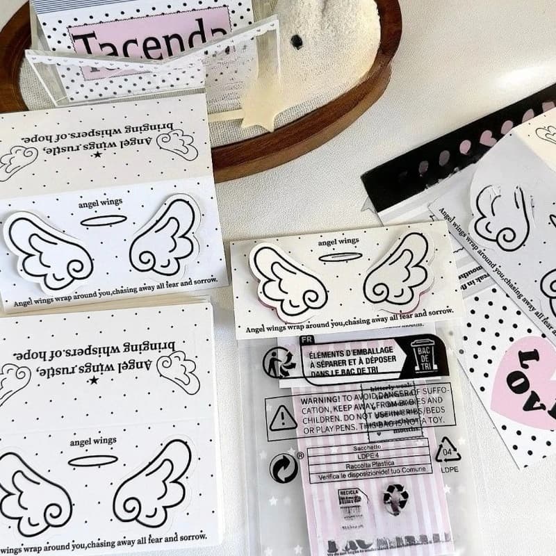 Set da 10 etichette decorative fai da te in stile coreano, bianche e nere, 10x10 cm, per confezioni regalo e etichette di fissaggio