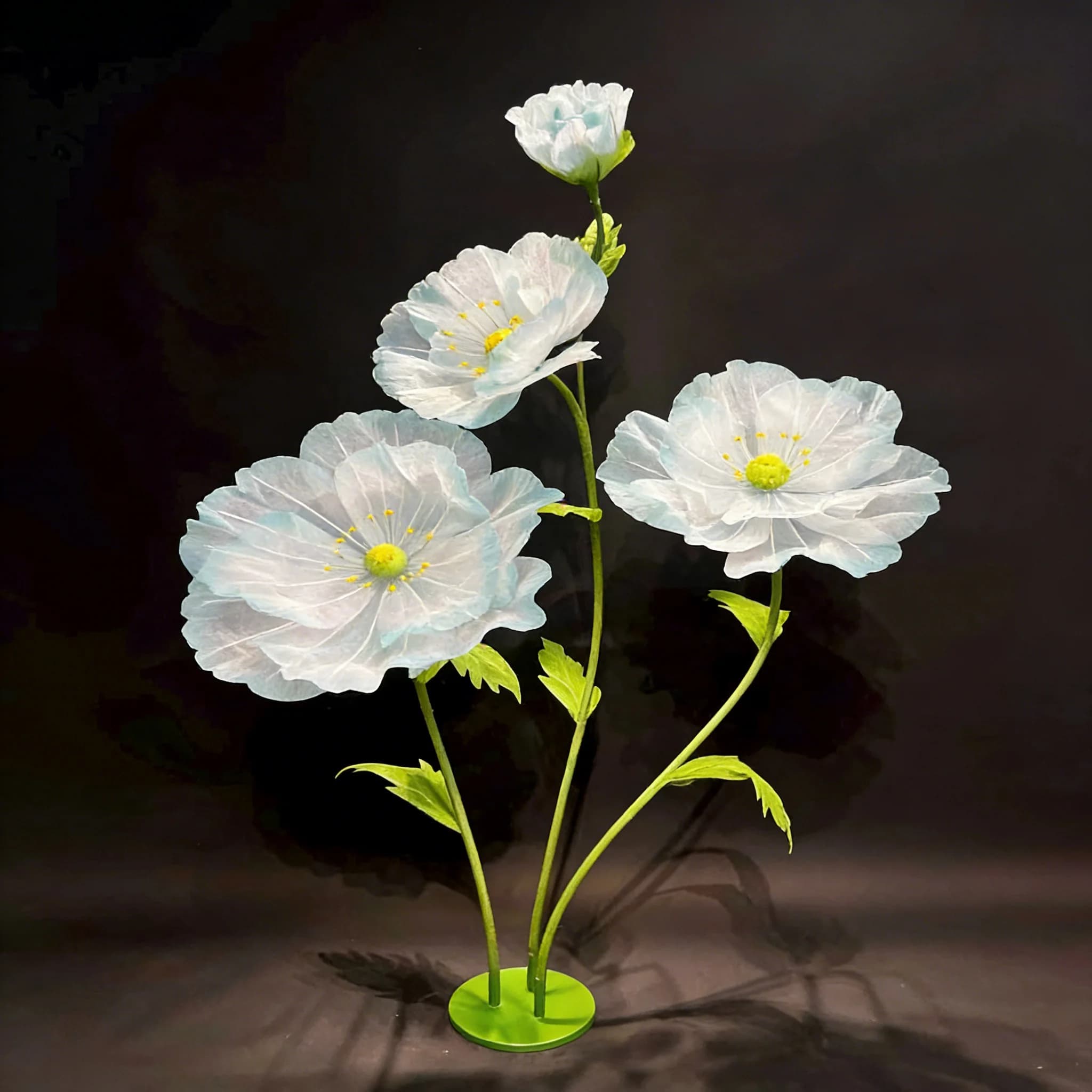 4pcs Set Silk Artificial Poppy Flower With Stand Handmade Plants Holiday Decoration Wedding Window Display Garden Marriage Decor