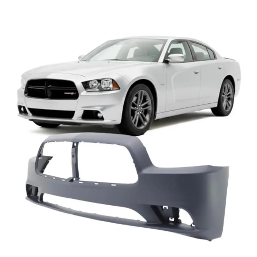 Copertura Paraurti Anteriore per Dodge Charger Pursuit R/T SE SXT Sedan 2011-2014, Nero Opaco con Fori per Fendinebbia, Senza Foro per Sensore