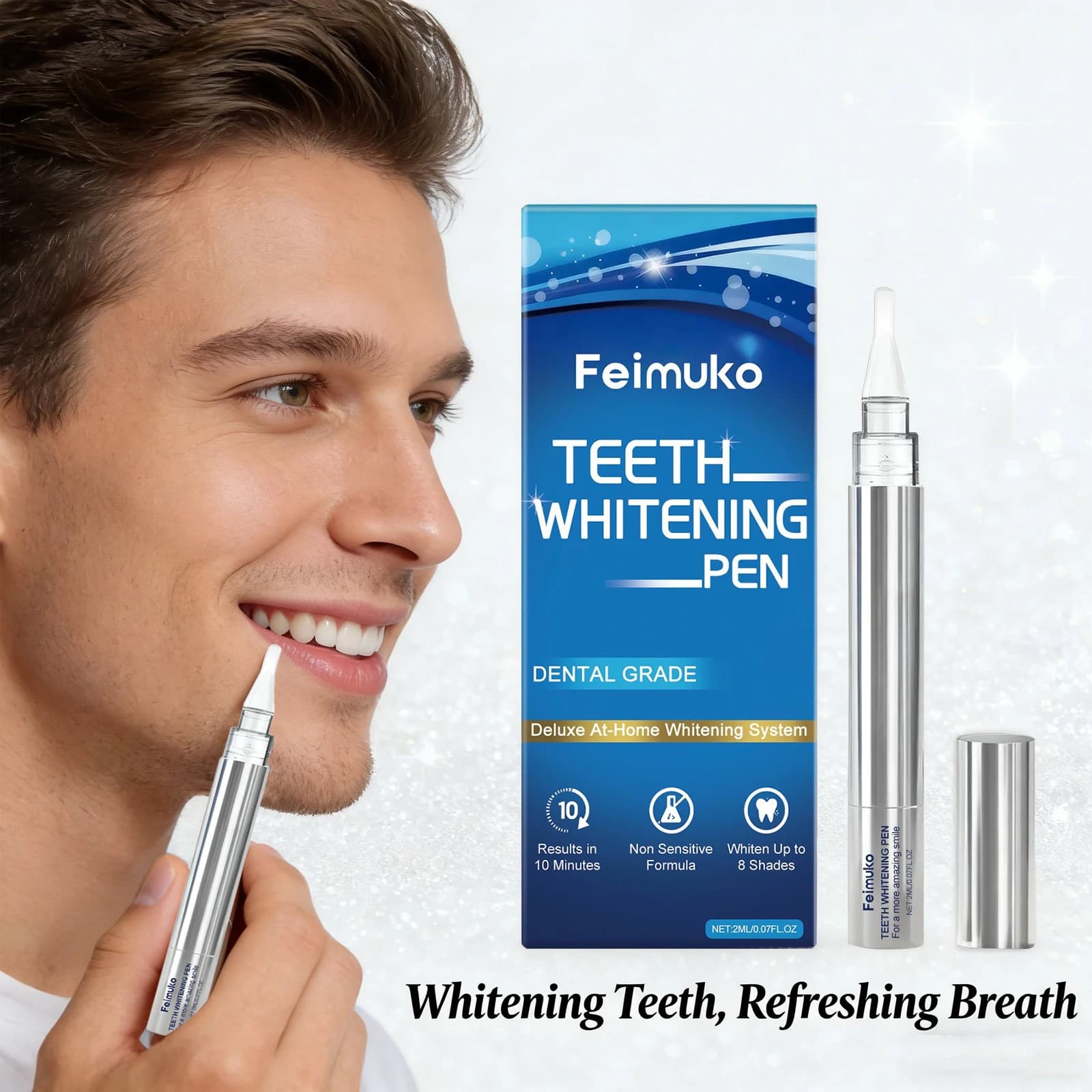 Bright teeth whitening serum pen Effectively removes dental plaque Fresh breathless portable oral hygiene 2 ml