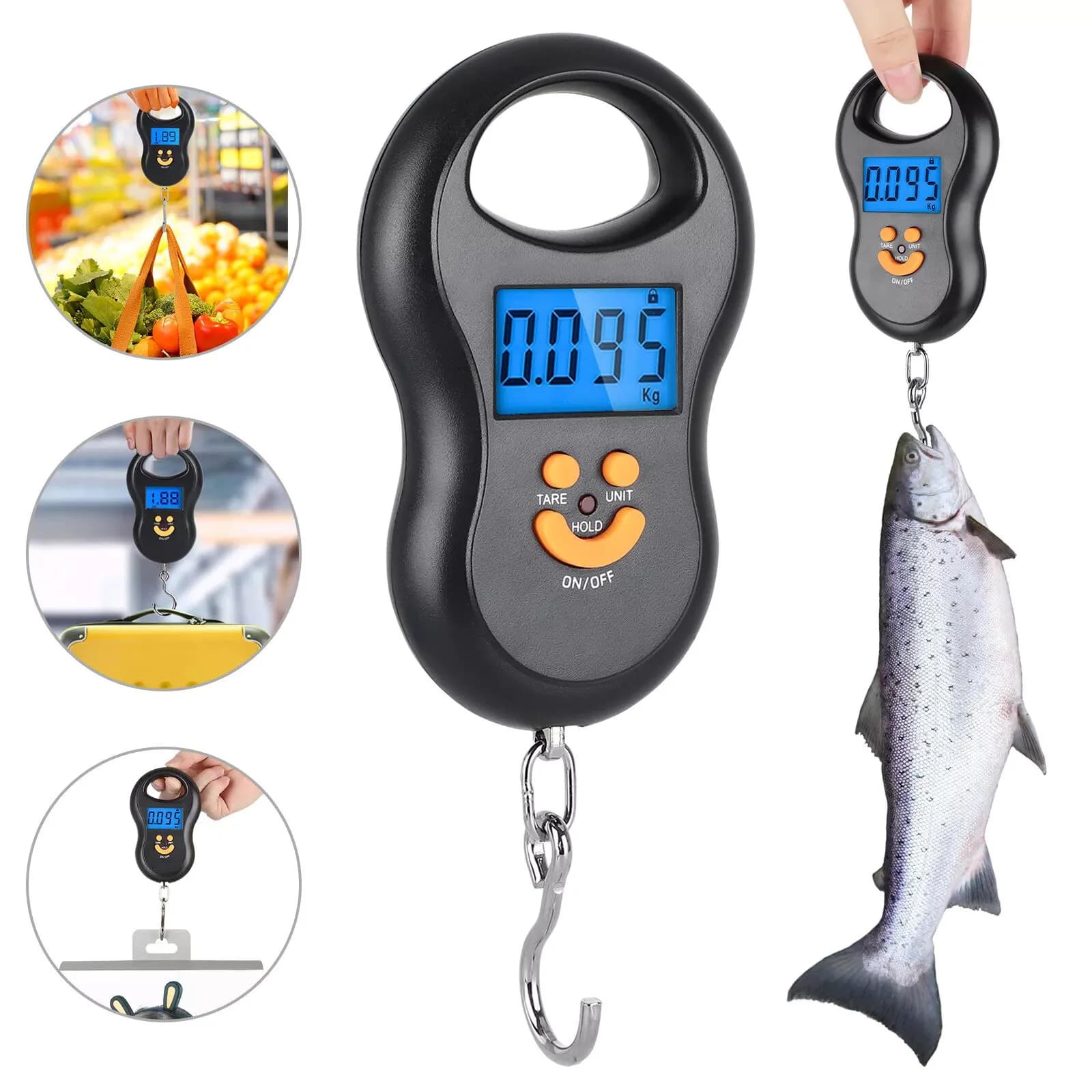 Bilancia elettronica sospesa da 50 kg Bilancia digitale da cucina LCD Retroilluminazione Pesi da pesca Bilancia tascabile Bilancia portatile per bagagli da viaggio