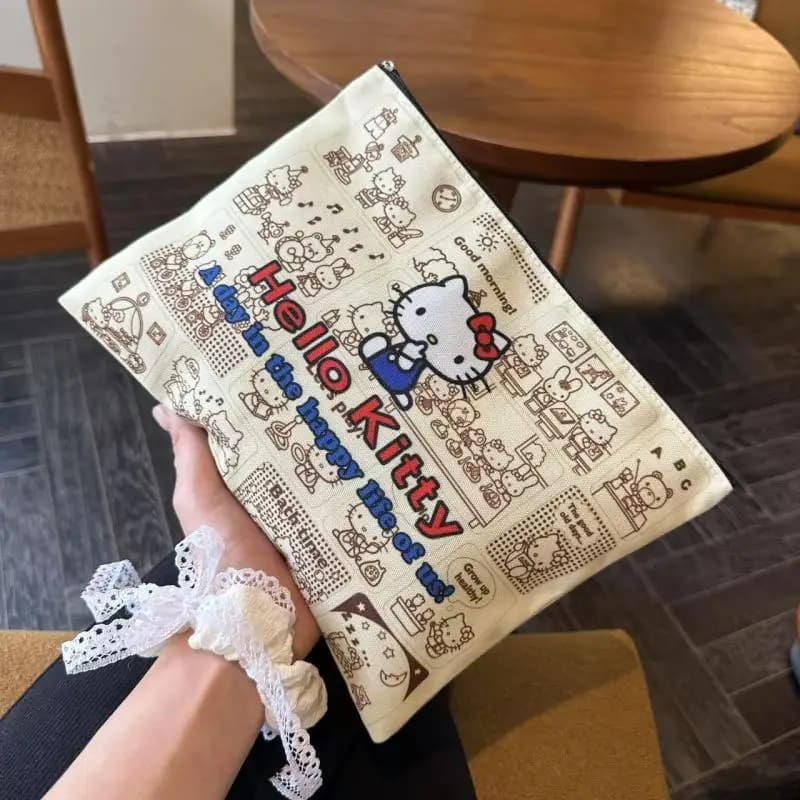 Kawaii Hello Kitty Cartoon Bag High Capacity Handbag Series Soul Bag for Cosmetics Christmas Gift for Girls