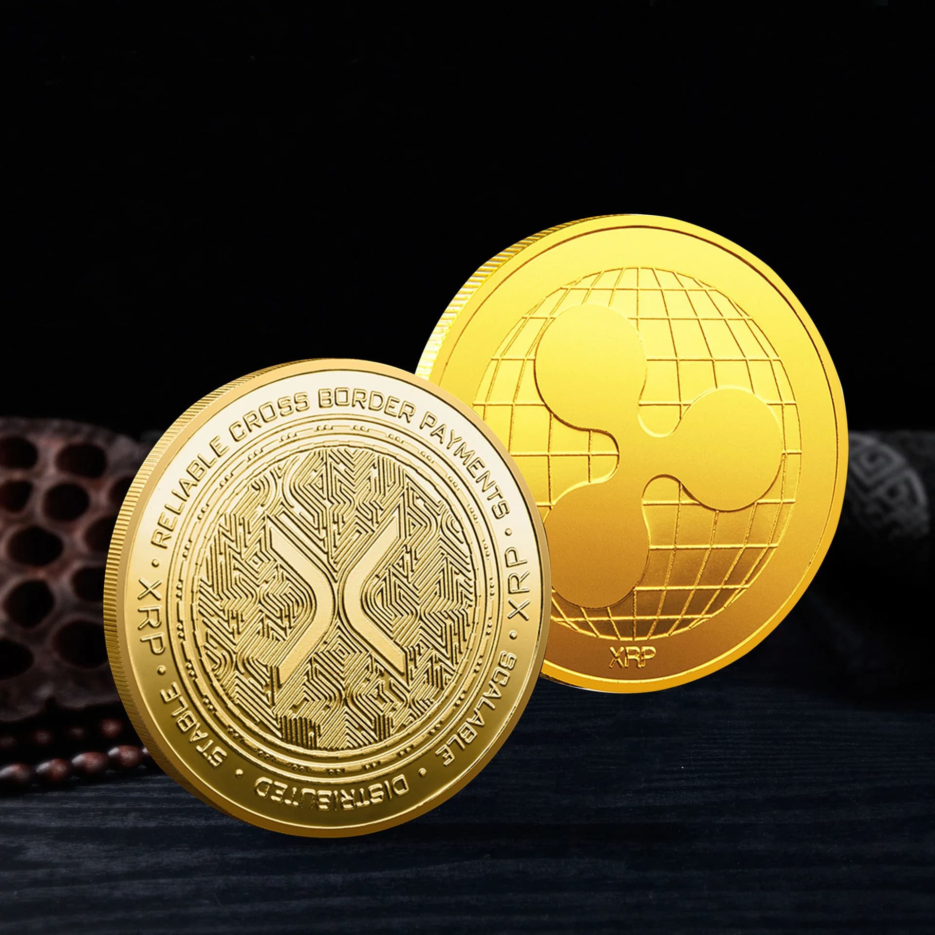 Moneta ondulata Moneta XRP Moneta XRP placcata oro argento Crypto Ripple con custodia in plastica Moneta commemorativa Collezione d'arte Regalo souvenir