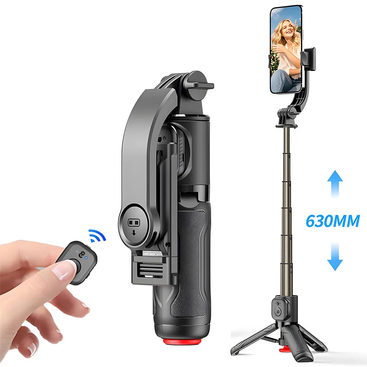 Mini Asta Selfie Portatile con Apertura Automatica e Controllo Wireless, Supporto Telefono per iPhone 17 16, Kit per Selfie, Vlogging e Fotografia da Viaggio