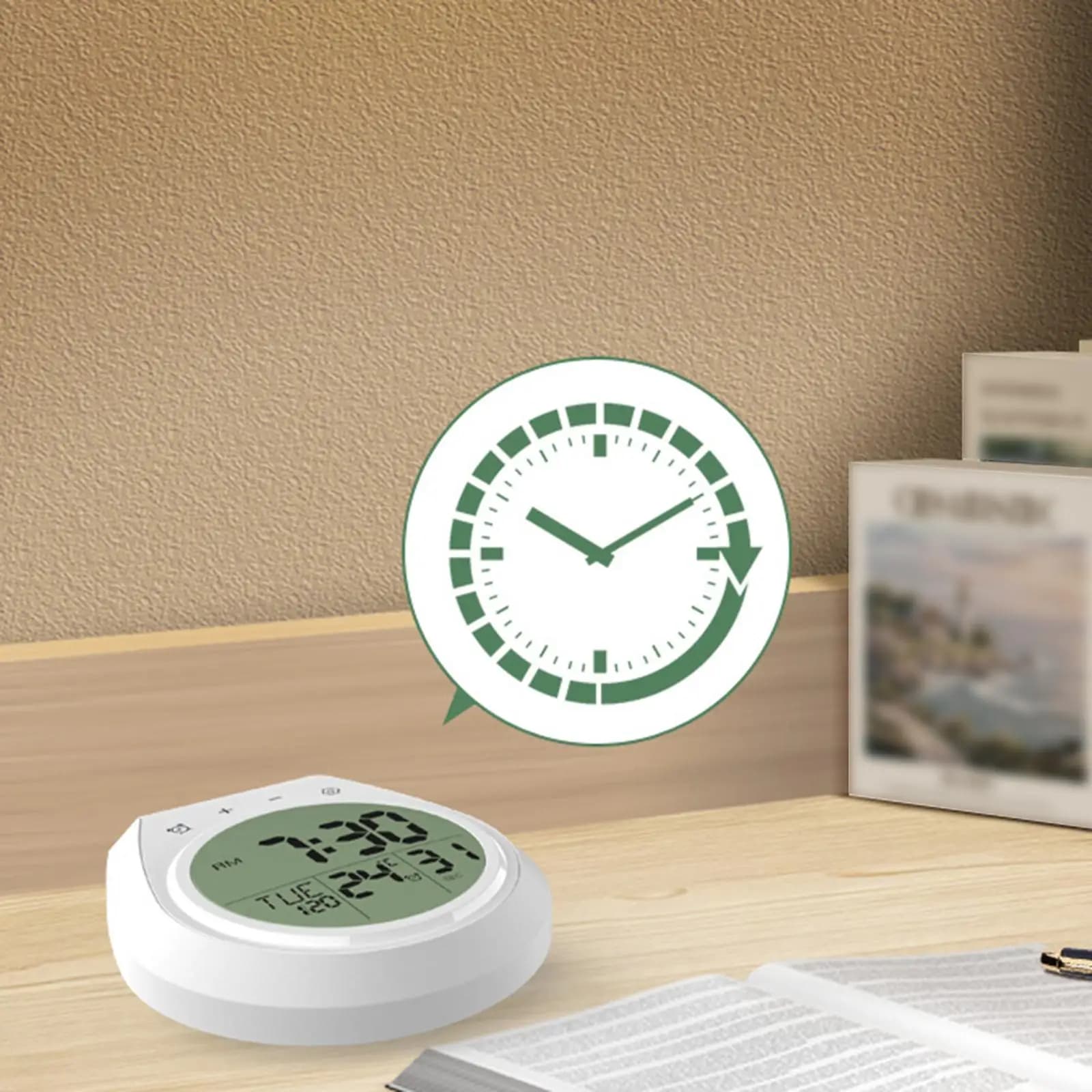 Large Display Digital Wall Clock Waterproof Alarm Clock Bathroom Kitchen Timer with Hanging Hole for Modern Home
