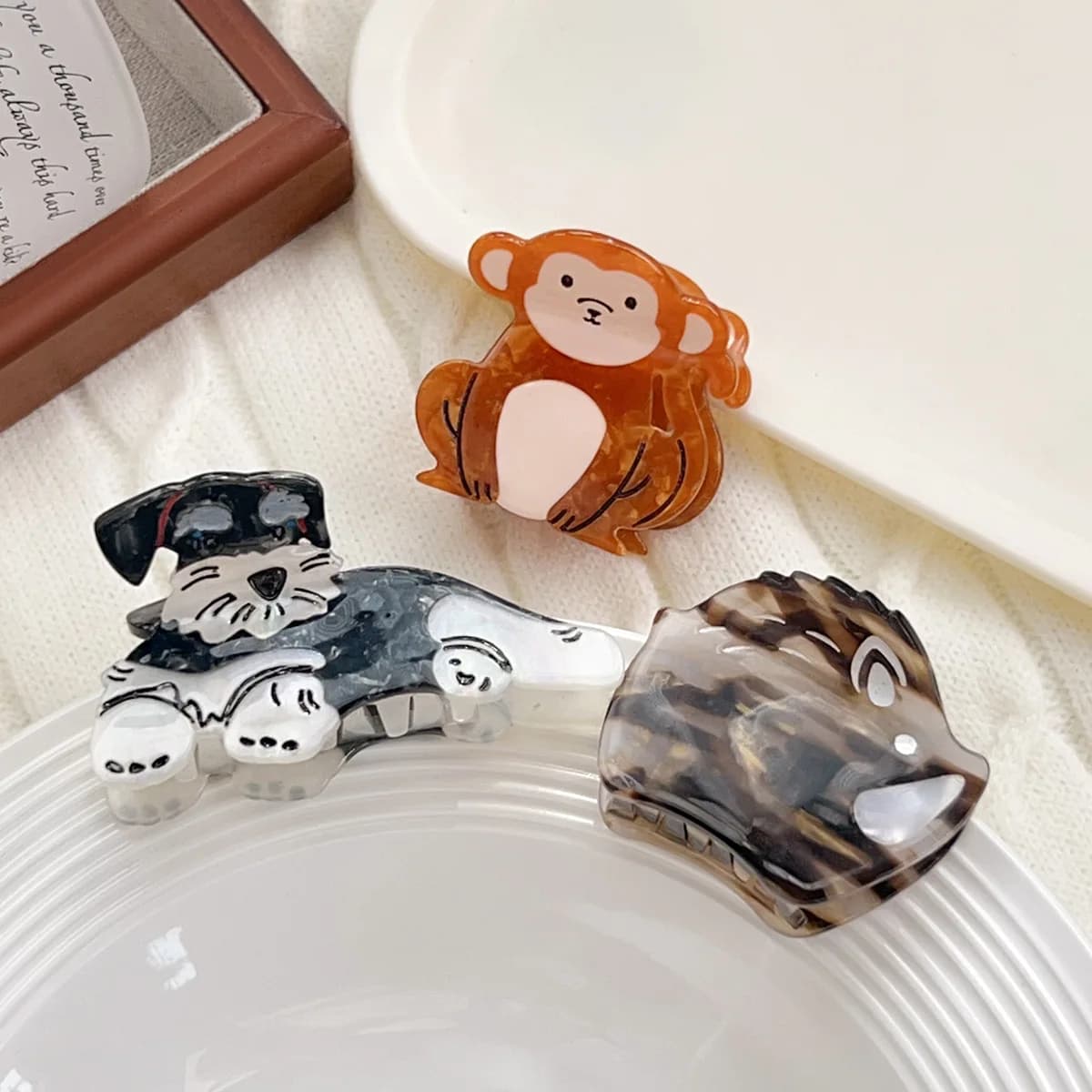 Cute hair clip Animal hair claws Puppy hair claws Hair claws Schnauzer Hair clip monkey Accessories for women