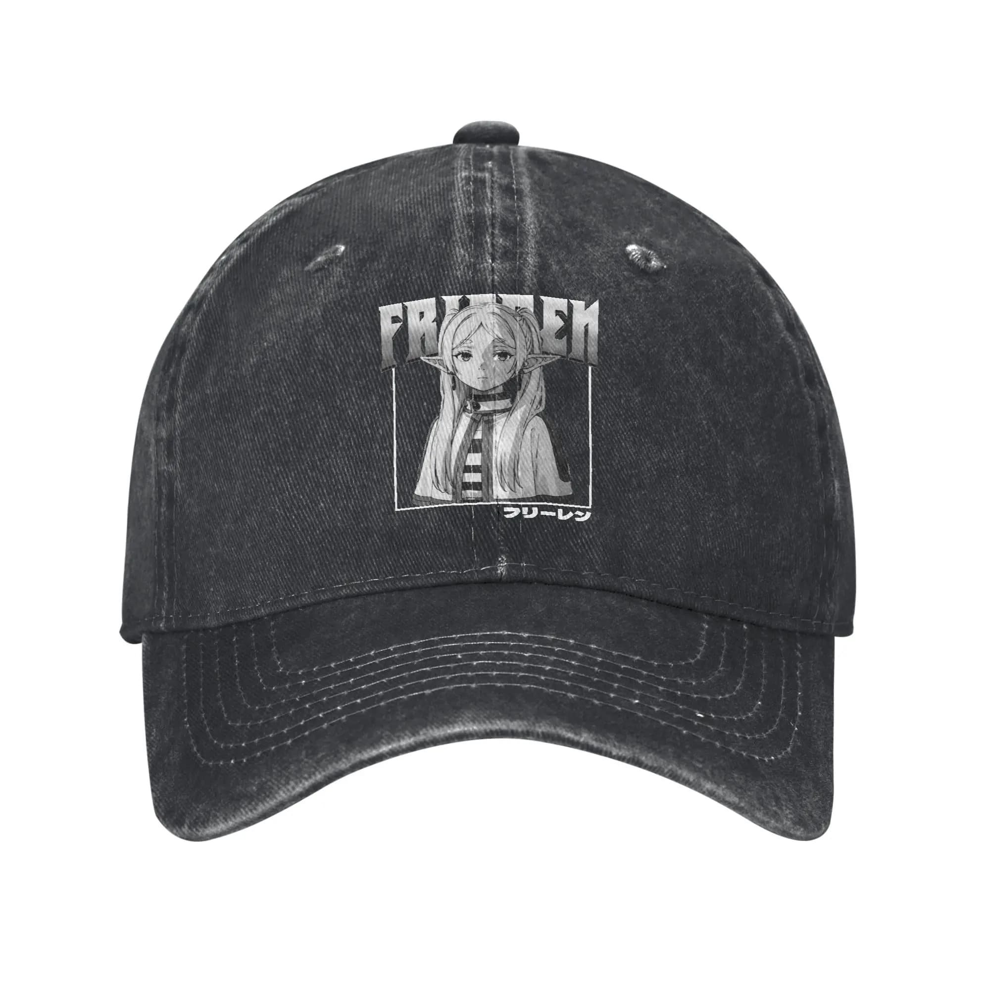 Frieren Anime Baseball Caps Vintage Distressed Cotton Anime Snapback Hat Unisex Outdoor Running Golf Unstructured Soft Caps Hat