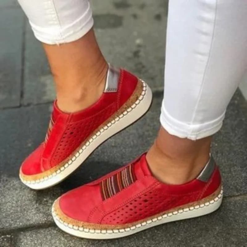 2025 Hot Seller 35-43 Women's Big Shoes Flat Bottom Color Block The Fu Women's Shoes Thick Bottom One Step Women's Shoes