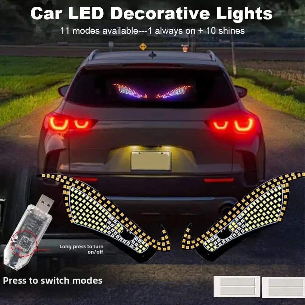 Luce dinamica USB Big Devil Eyes per auto Occhi per camion Schermo per finestra RGB Segnale LED Animazione Pannello LED Luce di visualizzazione flessibile