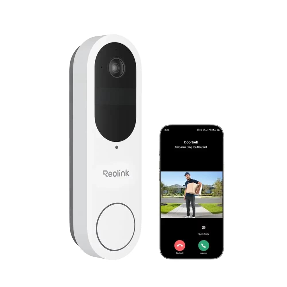 REOLINK Videocitofono con Batteria, Telecamera 2K Wi-Fi Dual-Band, Visione Integrale 1:1, Rilevamento Intelligente dei Pacchi, Campanello Senza Suoneria