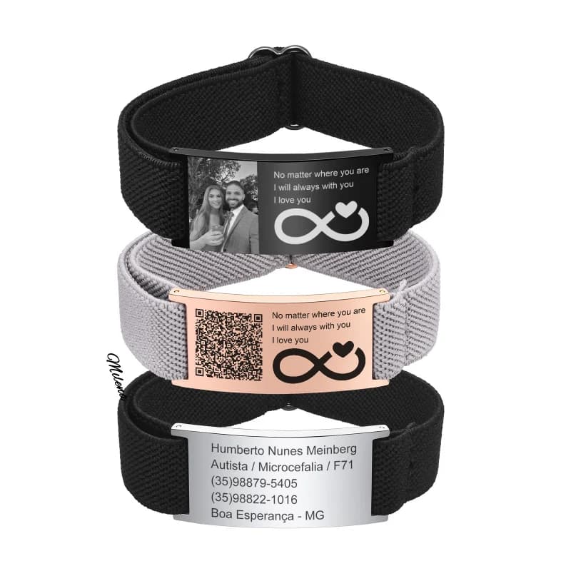 Custom Photo Elastic Bracelet for Women Men,Waterproof Military Chain Bracelet Adjustable, Personalized Engraved ID Jewelry
