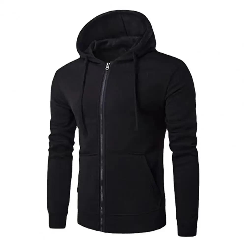 Men Slim Zip Up Hooded Sweatshirt Long Sleeve Autumn Casual Outerwear Jacket