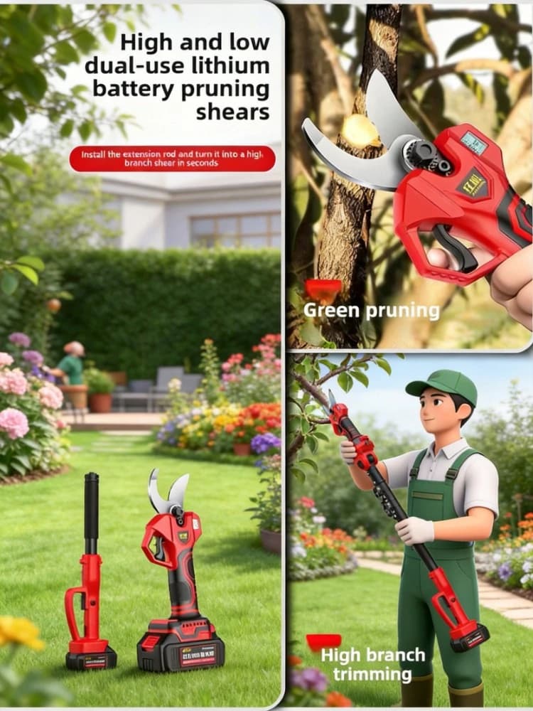 Forbici Elettriche Ricaricabili con Batteria al Litio, Utensile Portatile per Potatura di Rami Alti in Giardino