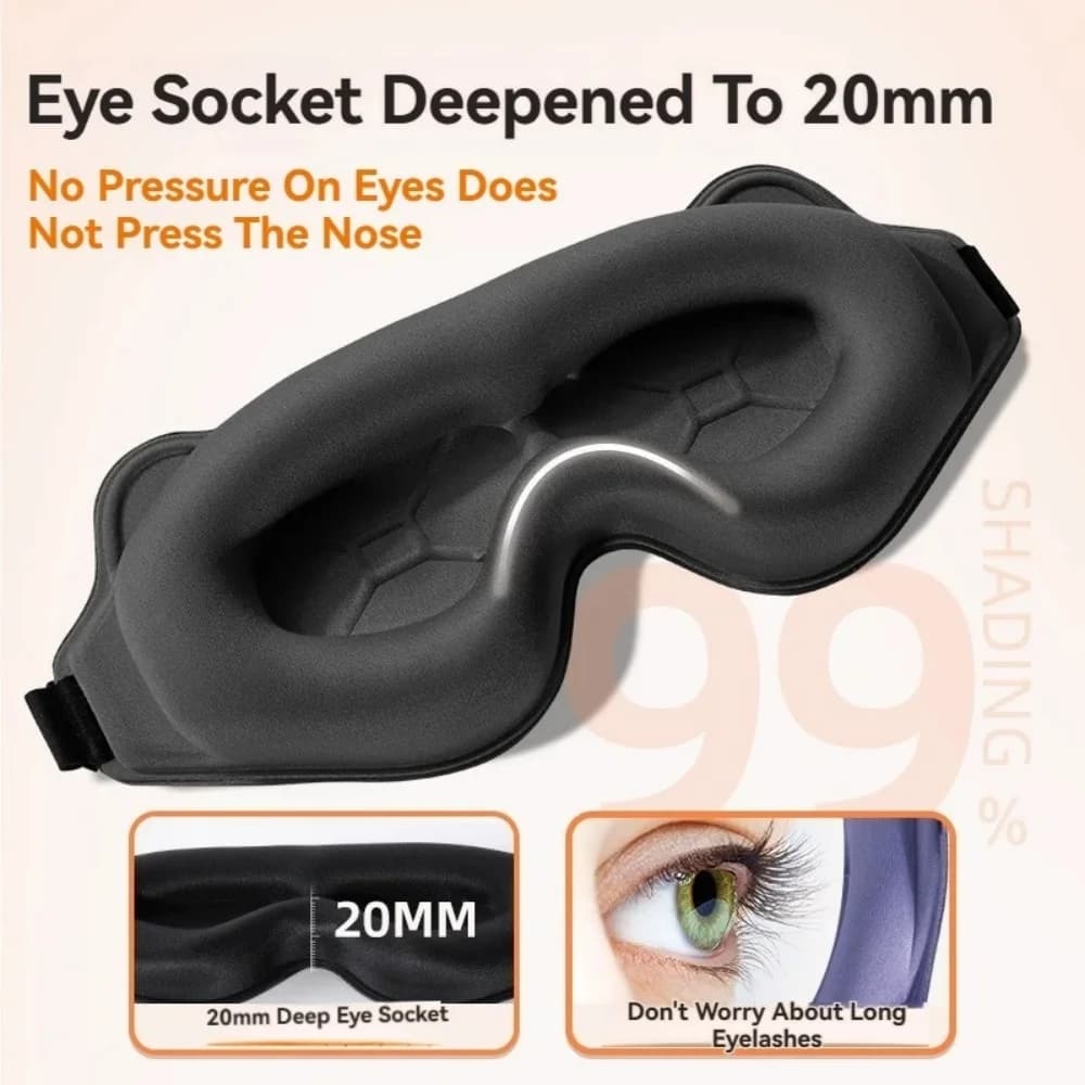 Maschera per Dormire 6D, Blocca la Luce, Maschera per Occhi in Morbida Schiuma Memory, Maschera per il Sonno, Copri Occhi, Maschera per Riposo, Patch per Occhi