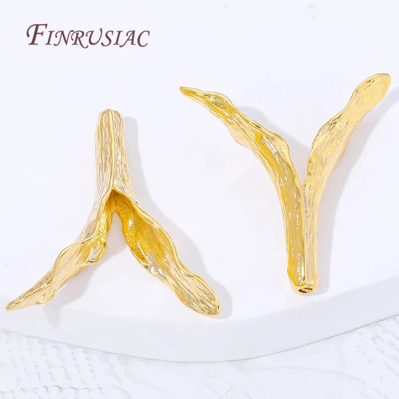 Terminali a Y a forma di ramo placcati oro 18K per la creazione di gioielli fai da te: bracciali, collane e componenti per orecchini
