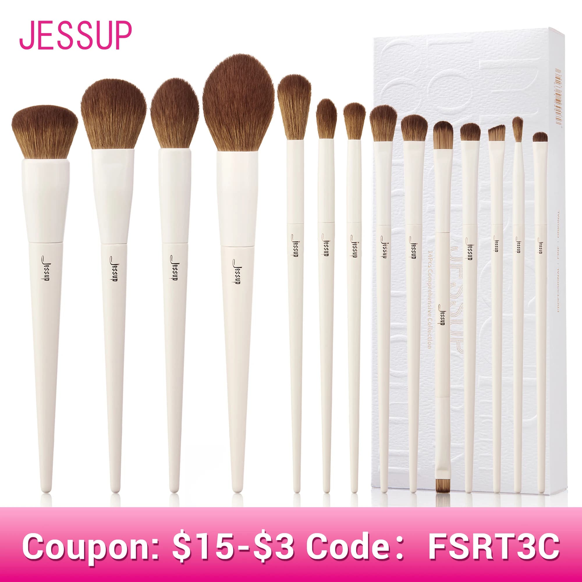 Jessup Makeup Brushes 10-14 pieces Set of Makeup Brushes Synthetic Foundation Brush Dust Cover Liner Shade Evidenzia T329