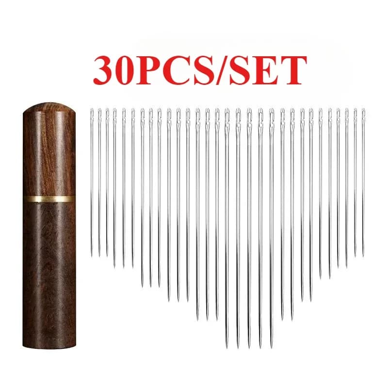 30pcs Elderly Blind Sewing Needles Stainless Steel Quick Automatic Self-Threading Stitching Pins DIY Punch Needle Threader for