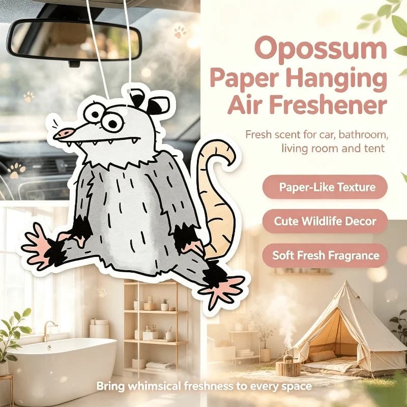 Car Air Freshener Funny Opossum Cartoon Hanging Scent Card for Car Interior Rearview Mirror Ornament Gift
