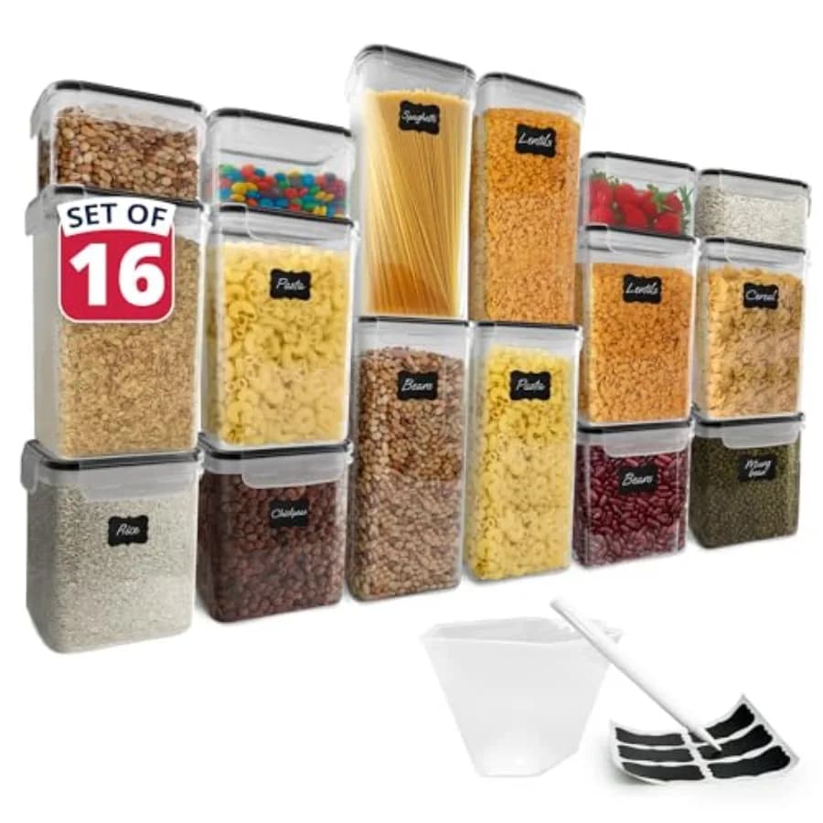 Contenitori Ermetici per Alimenti con Coperchi, Set da 16 Pezzi, Organizzatori per Cucina e Dispensa, Contenitori in Plastica Senza BPA