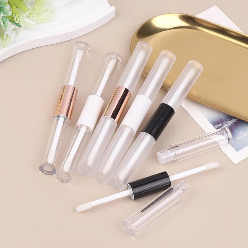 Transparent Empty Eyeliner and Lucidalabbra bottle with Double Head, Mascara Tube with Applicator, Cosmetic Eyeliner for Eyeliner