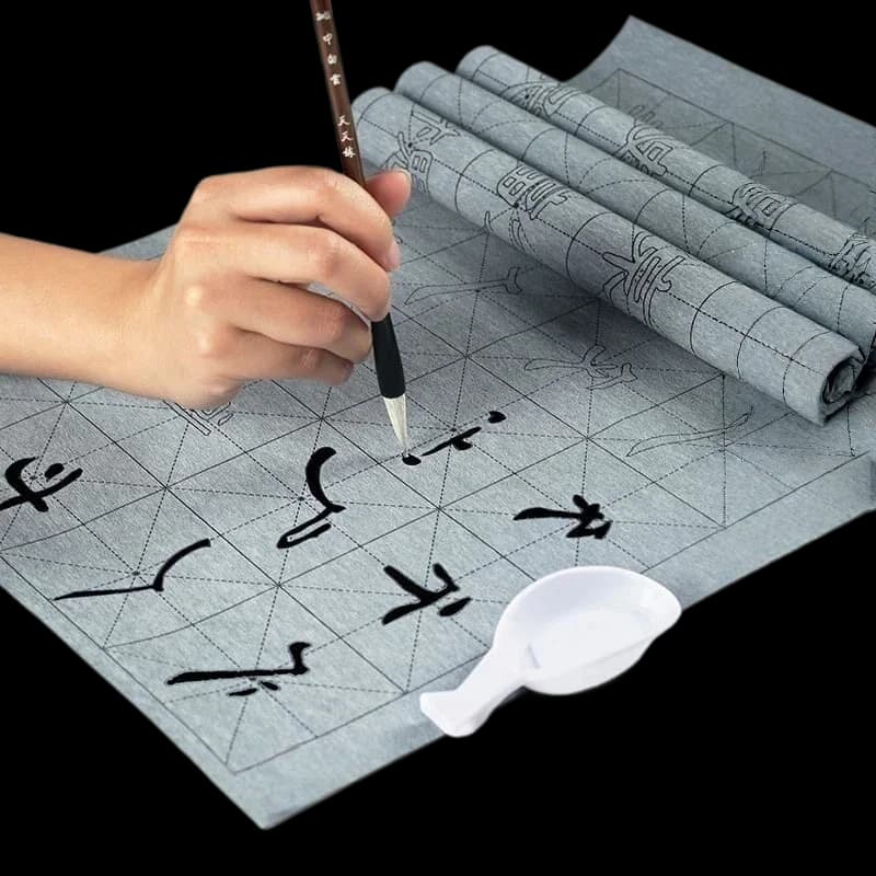 Clerical Script Water Writing Cloth Set Chinese Calligraphy Practice Mat Reusable Xuan Paper Effect Brush Kit Beginner Student