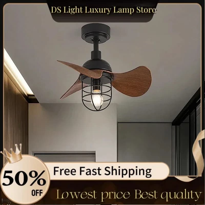 Lampada da ventilatore retrò americana, lampada da ventilatore a soffitto, ristorante domestico industriale, piccola luce da ventilatore elettrico per balcone di esportazione